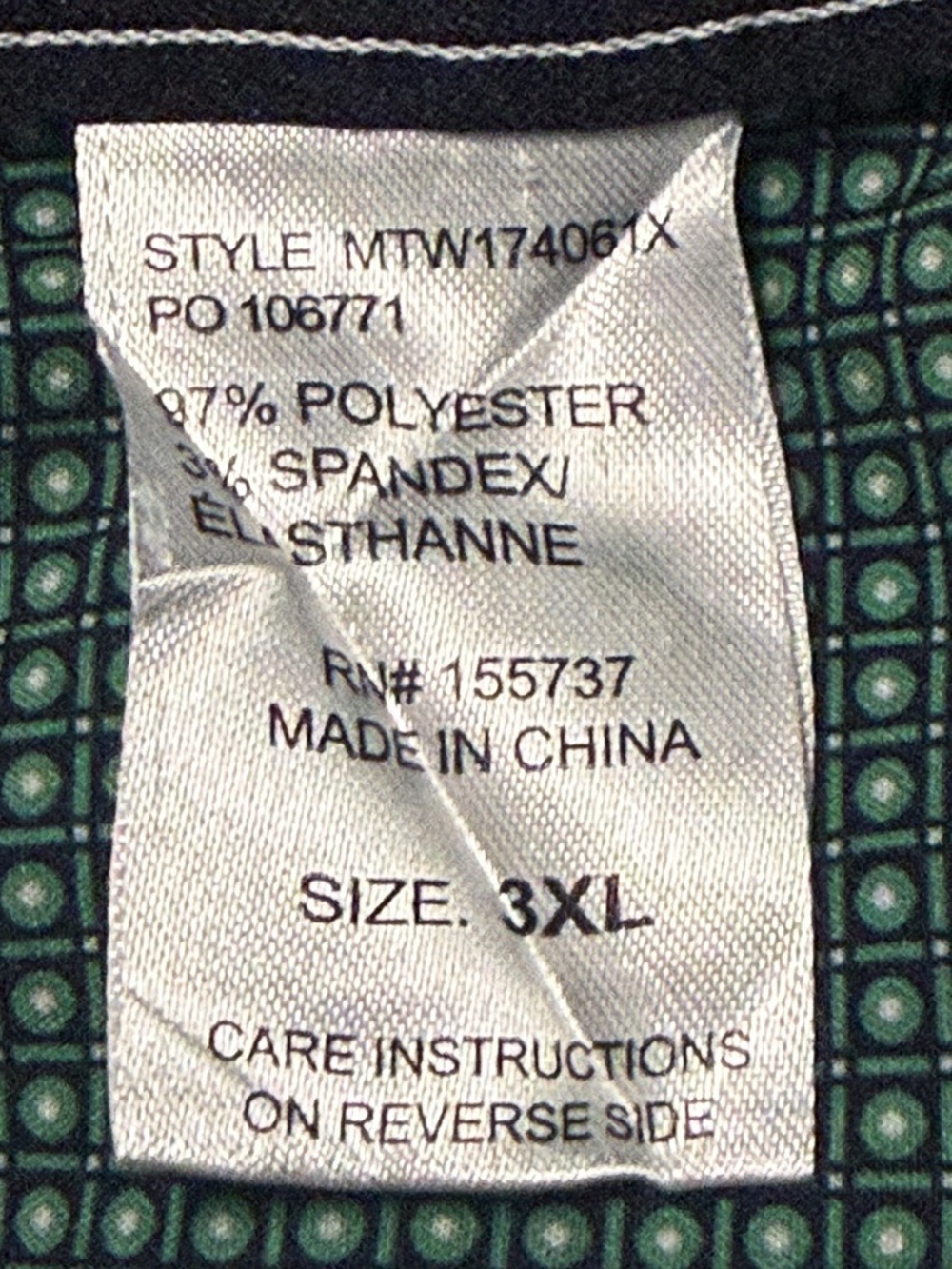 Cinch Men’s 3XL Big & Tall Green Geometric Micro Print Button Down Shirt - Picture 13 of 14